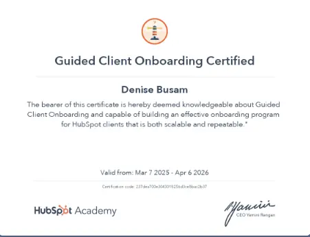 Certified HubSpot Onboarding Specialist
